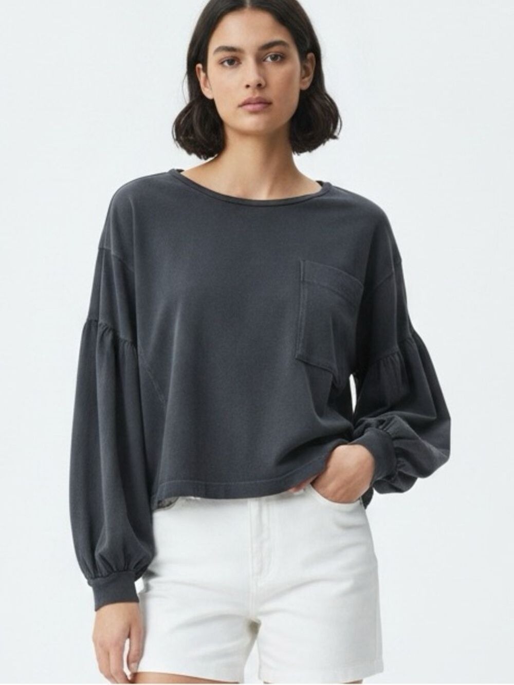 Free People Movement Balloon Long Sleeves Crop top Oversized Logo Bohemian Sz XL
